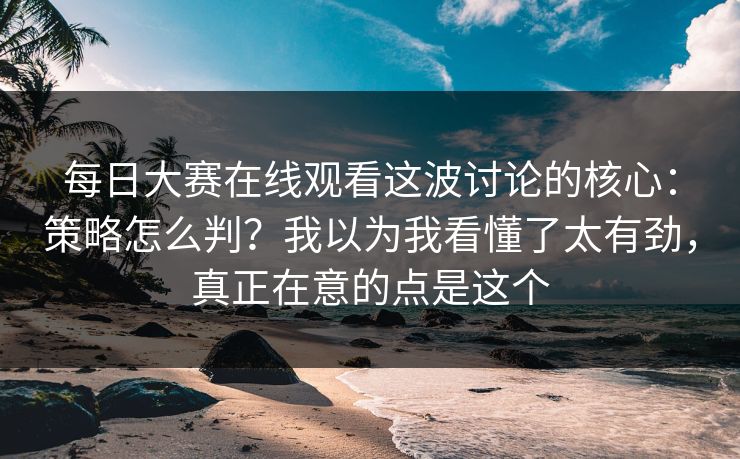 每日大赛在线观看这波讨论的核心：策略怎么判？我以为我看懂了太有劲，真正在意的点是这个